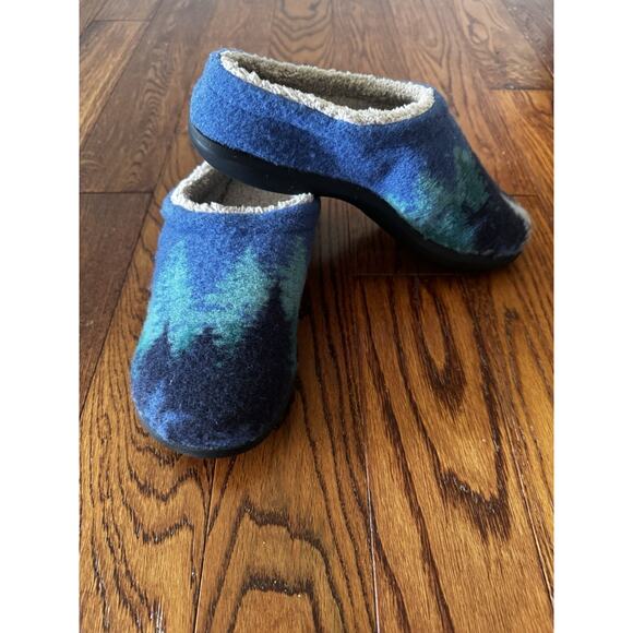 NEW L.L. Bean Daybreak Scuff Women's 8 Blue Wool Trees Slipper Clogs House Shoes - Picture 1 of 16
